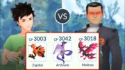 Galarian Legendary Birds vs Boss Giovanni in Pokemon GO.