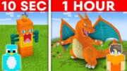 10 Seconds vs 1 Hour – Pokemon Build Challenge in Minecraft