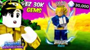 Anime Vanguards | Easy Farm 30k Gems! Super Vogita Mythical Agad!