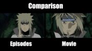 Minato VS Obito and Kyuubi – Naruto Shippuden (Episodes VS Movie 6) Comparison Side by Side