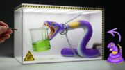 Diorama of extracting venom from realistic Pokemon