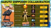 FREE FIRE X NARUTO SHIPPUDEN COLLABORATION COLLECTION | FF X NARUTO SHIPPUDEN REWARDS