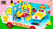 How To Make Pikachu Ambulance Hospital Pokémon in Real Life and DIY Doctor Set from Clay, Cardboard