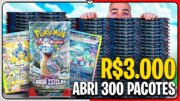 R$ 3.000 para abrir 300 PACOTES de Cartas Pokémon TCG COROA ESTELAR