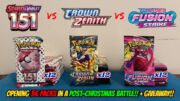 WHOA!! POKEMON 151 vs CROWN ZENITH vs FUSION STRIKE Pokemon Card Opening Battle!! + GIVEAWAY!