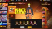 QUANTO GASTEI NA SKIN DO NARUTO NO FREE FIRE!!! EVENTO TORRE DE TOKENS DESPERTAR DO NARUTO FREE FIRE