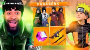 REALIZEI O SONHO DE UM INSCRITO E PEGUEI TODAS SKINS DO NARUTO! FREE FIRE