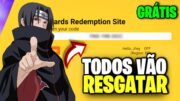 TODOS PODEM RESGATAR ESSA SKIN GRÁTIS NO FREE FIRE X NARUTO CAPITULO 2😱 AKATSUKI!